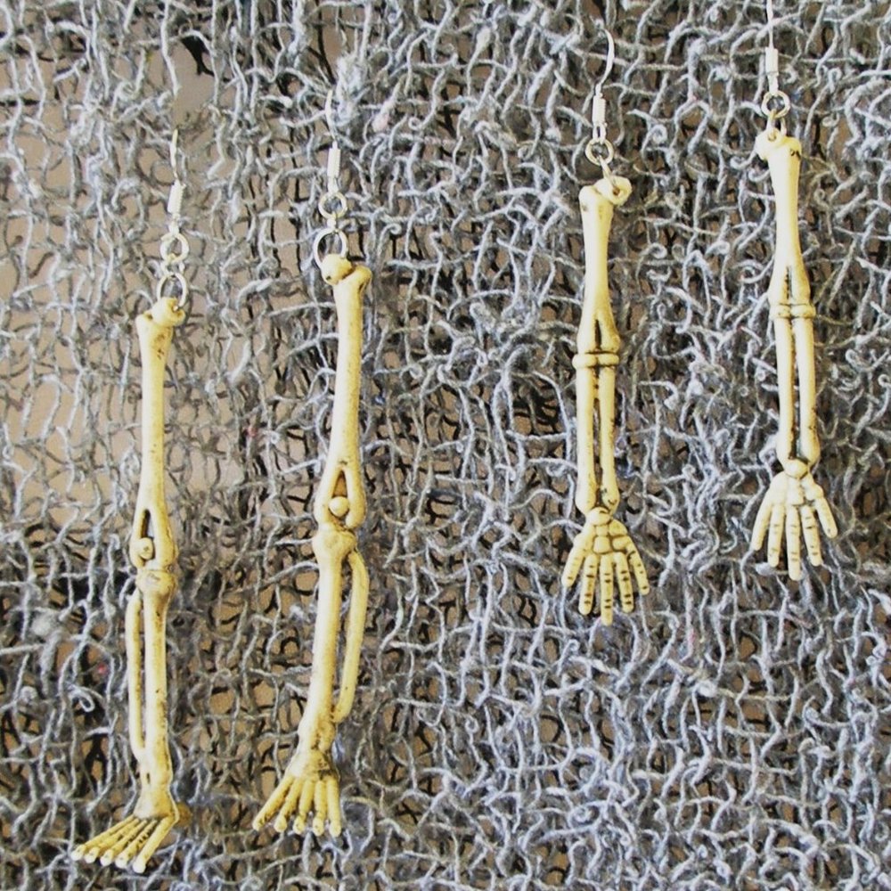 COPY - Skeleton Legs & Arms Halloween Dichotomized Earrings Set of 2 Handcrafte…